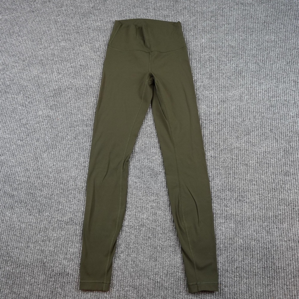 Lululemon Wunder Under Leggings Womens 4 Green High Waist Ankle Yoga Running
